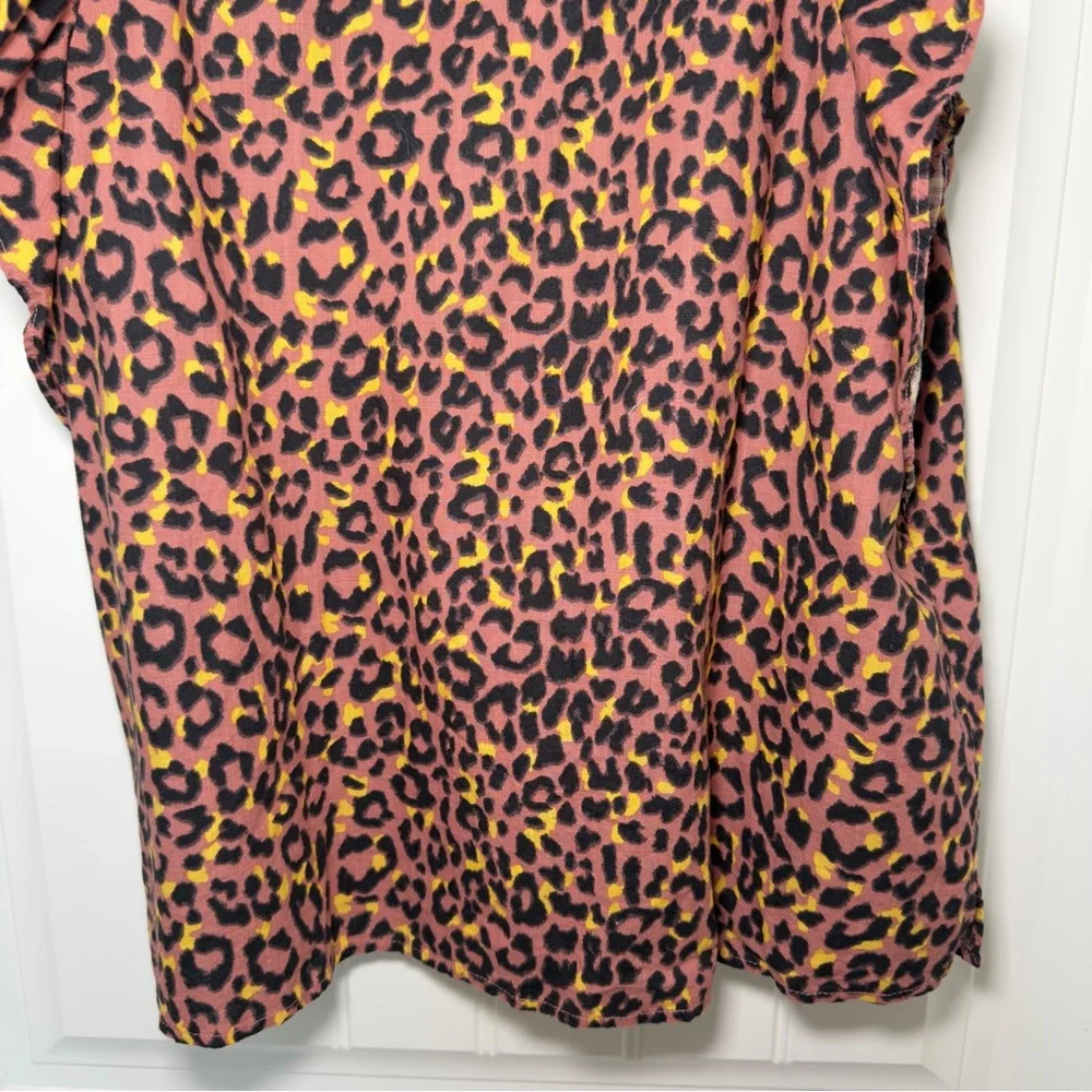 LOFT Large Leopard Print Cutout Back Cotton Ruffle‎ Shell Top - Picture 8 of 10